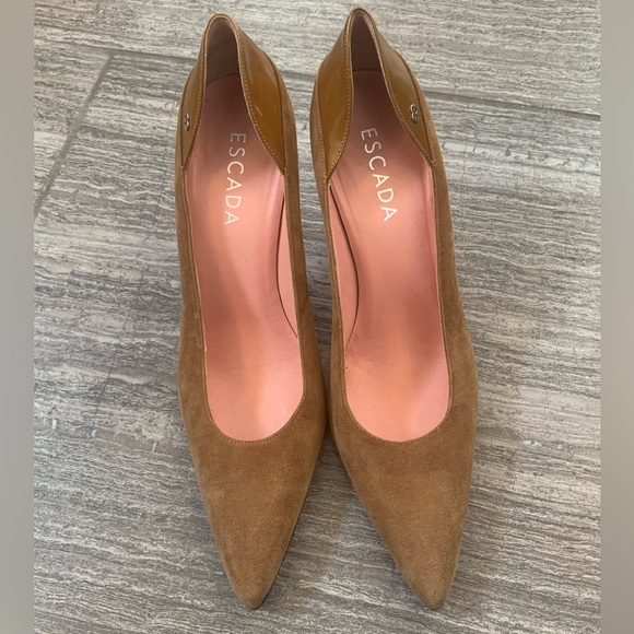 Escada Camel Suede Heels, Size 39 - Picture 1 of 8